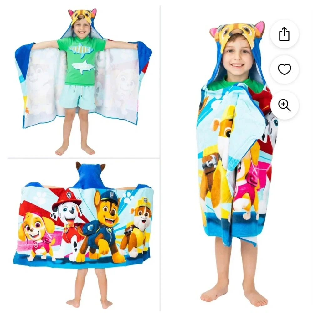 Paw Patrol Chase Kids Cotton Hooded Towel 24”x50” NWT